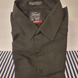 " SUPERFIT" SLIM FIT BLACK MICROFIBER TUXEDO SHIRT